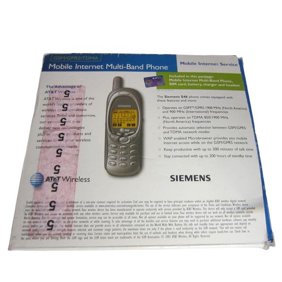 Vintage AT&T Siemens S46 Silver Cell Phone w/ Accessories - Unlocked - Picture 8 of 8